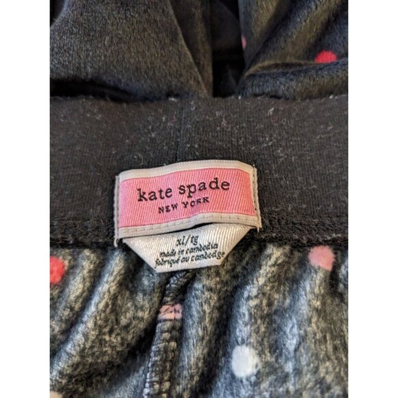 Kate Spade New York Pajamas Set Womens XL Black Polka Dot Velour Loungewear Cozy - Picture 6 of 7